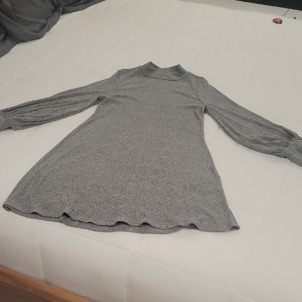 Gray Long Sleeve Knit Dress